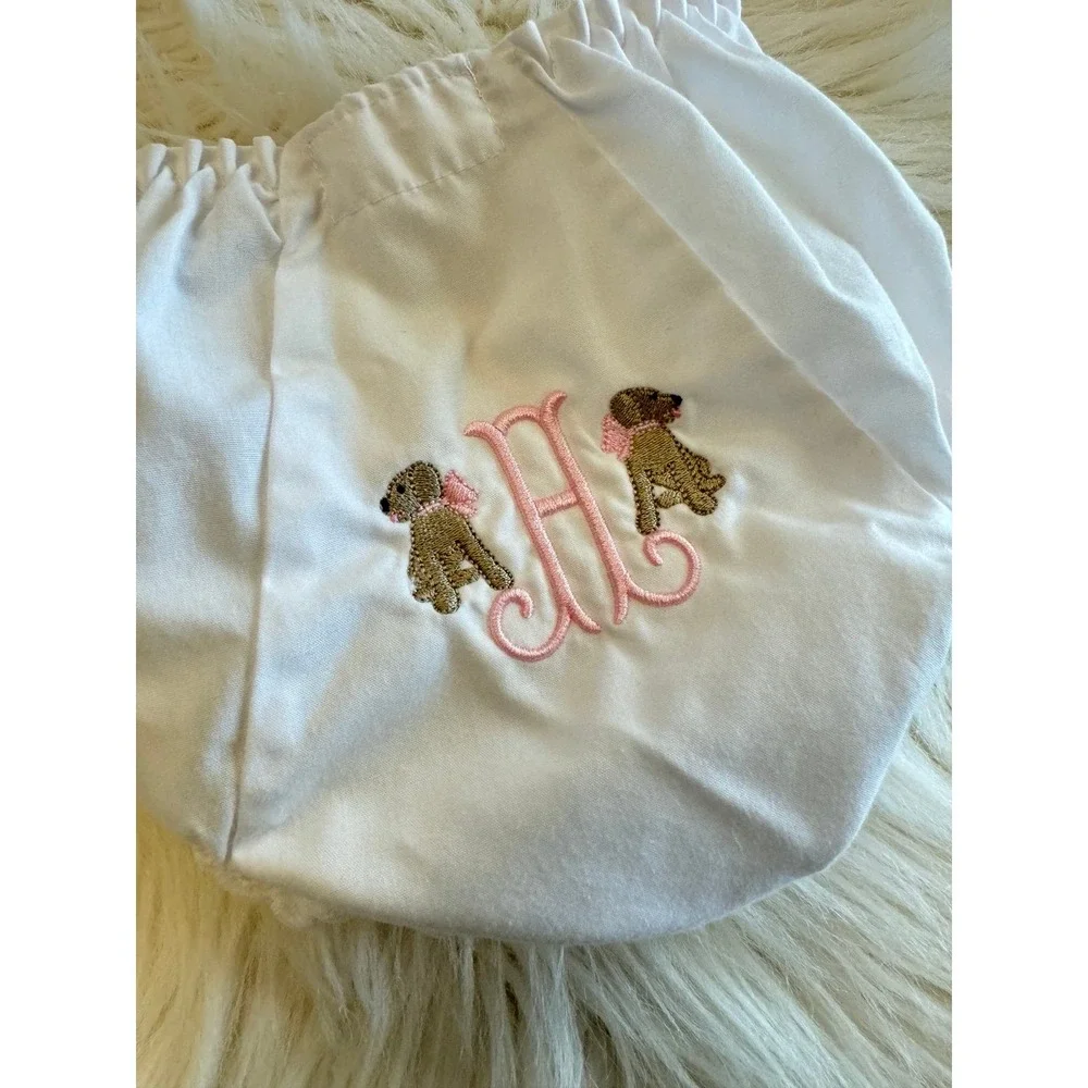 H monogrammed bloomers‎ with dogs 0/3m fit EUC